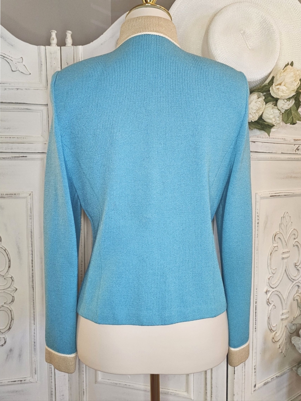 St. John Collection Aqua Blue Cardigan Jacket - Picture 2 of 10
